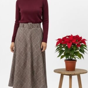 Falda Tartán Cinturón (Marron)